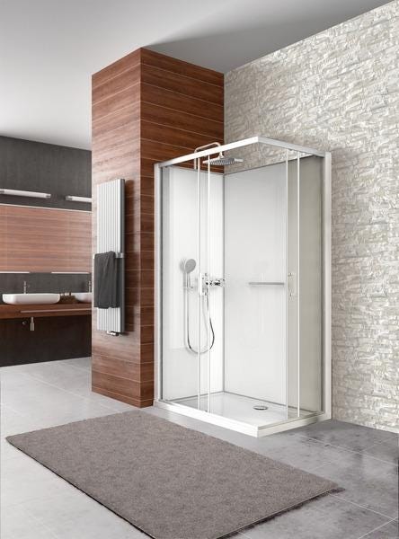 NEW CITY MINERAL - Rectangle - Cabine d'angle 2 portes coulissantes
