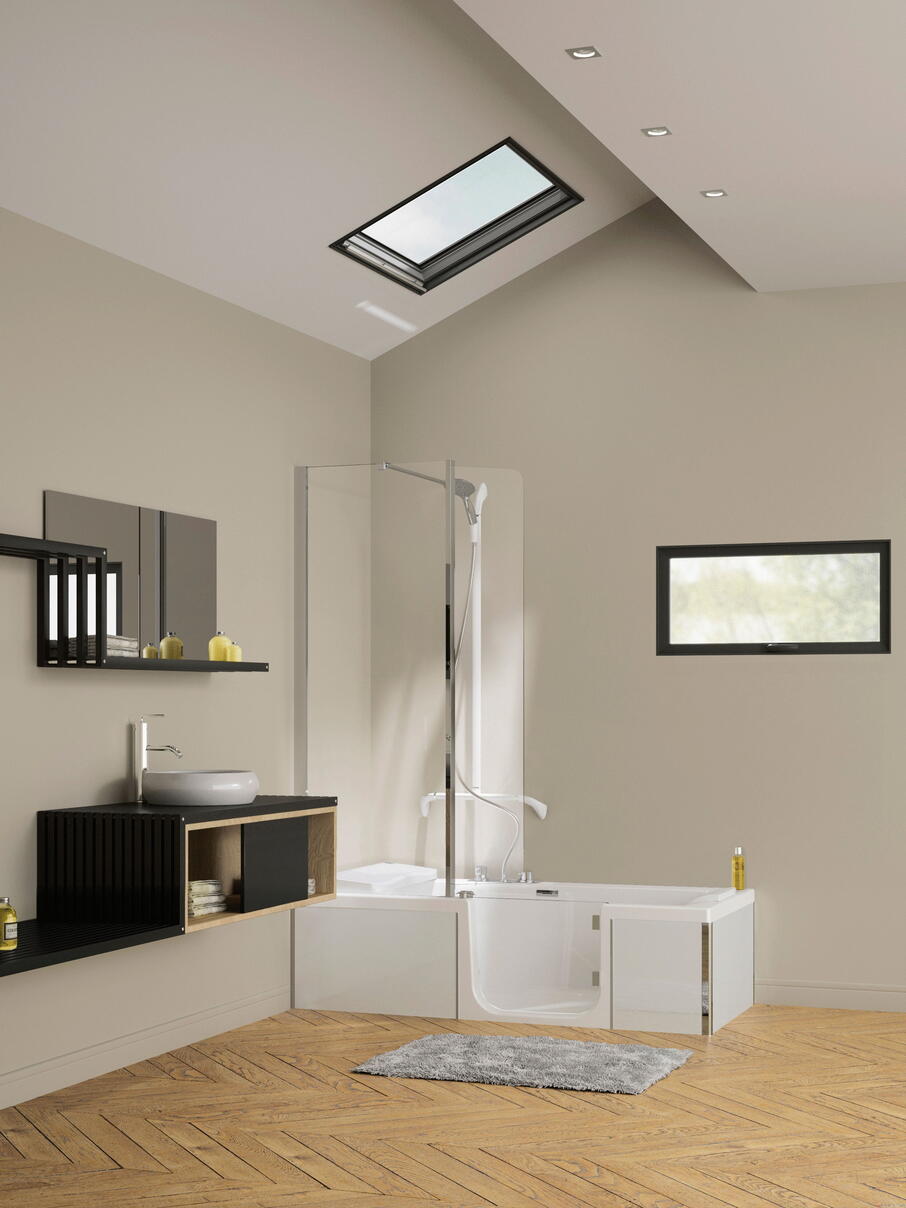 DUO - COMBINE BAIN/DOUCHE - Combiné bain/douche - Ep.du verre : porte d'accès 8 mm