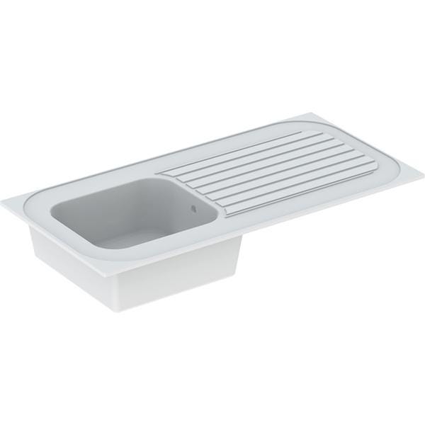 ROYAT - Table-évier réversible en céramique à poser - Conçu pour intégrer un lave vaisselle sous l'égouttoir