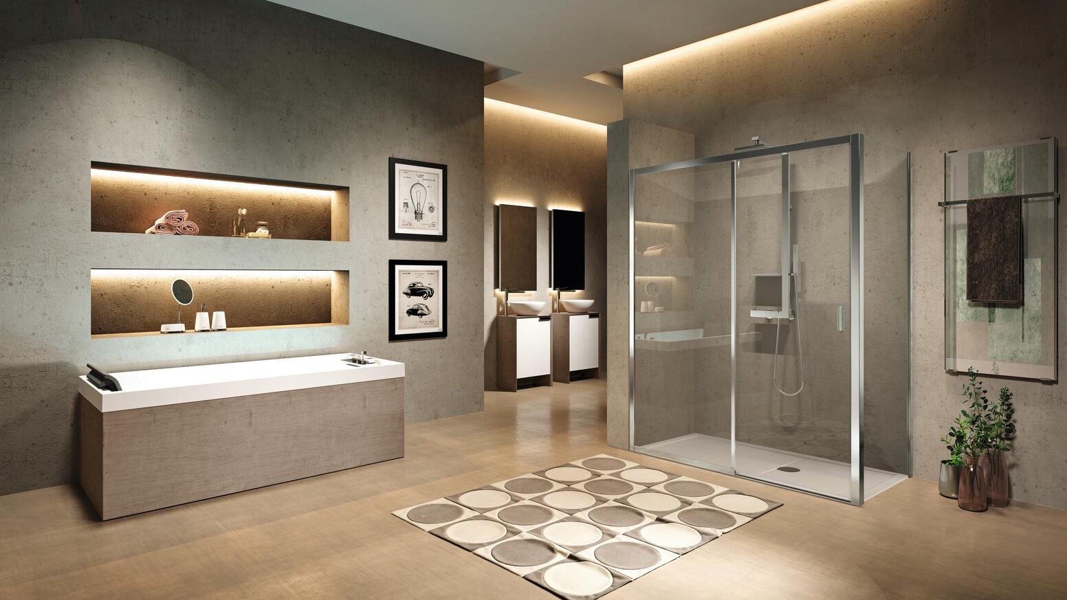 LUNES 2.0-2PH - Paroi de douche coulissante avec paroi fixe