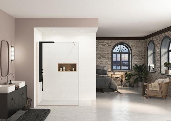EKINOX SOLO - Paroi simple fixe pour un espace de douche ouvert