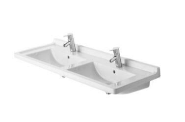 STARCK 3 - Lavabo double avec trop-plein et plage de robinetterie