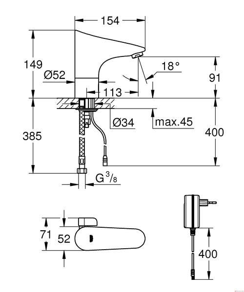 MITIGEUR LAV.IR EUROPLUS E     GROHE 36015001 GROHE  [36015001]