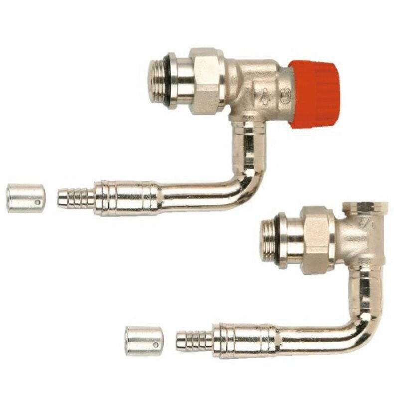 ROBINET THERMOSTATIQUE - Kit pour radiateur double ou triple panneaux - Equerre inversée