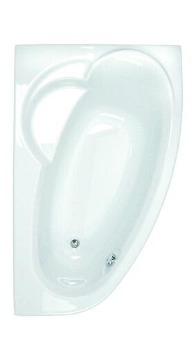 LADIVA JUNIOR - Baignoire Asymétrique en Toplax - Livrée avec jeu de 5 pieds réglables, Appui tête et mini plage intégrés  et bague de vidage anti-fuite