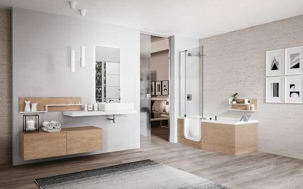 IRIS - Pare-baignoire pivotant avec paroi fixe pour combiné bain-douche