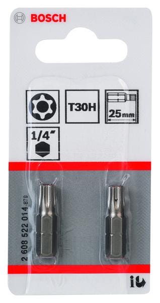 2 EMBOUTS VIS TORX T30H HEXA 25MM  2608522014 BOSCH ELECTROPORTATIF  [2608522014]