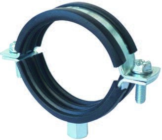 COLLIER - Lourd - 2 vis Isophonique DIN 4109 : 18 dB(A) - Acier zingué blanc, EPDM noir