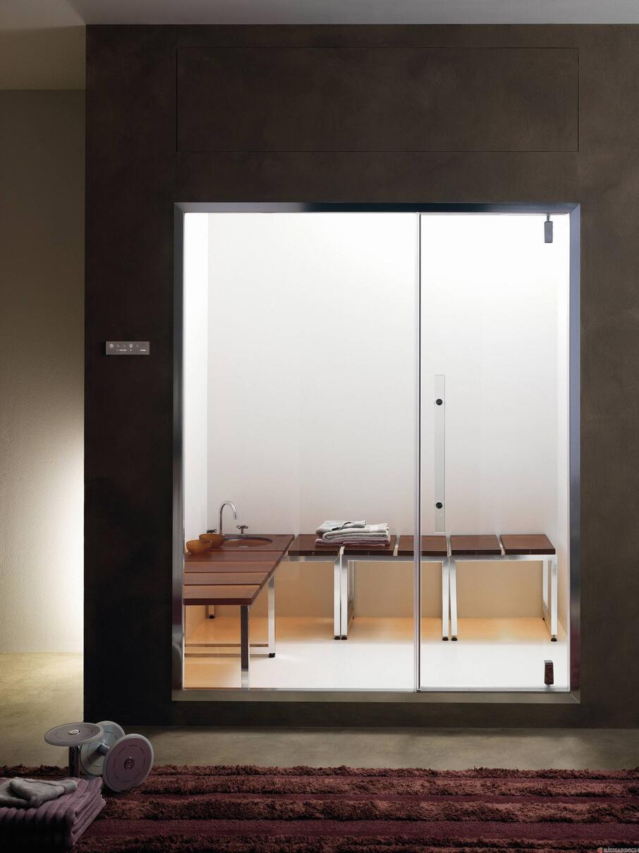 NUVOLA TOUCH - Porte pivotante avec partie fixe Smart 105 - Ep. du verre : 8 mm