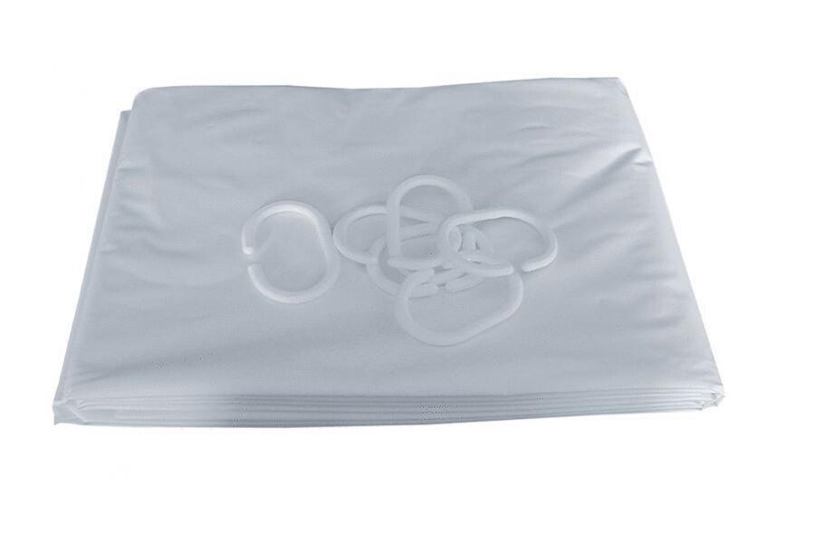 RIDEAU DE DOUCHE - PVC blanc - anneaux plastique