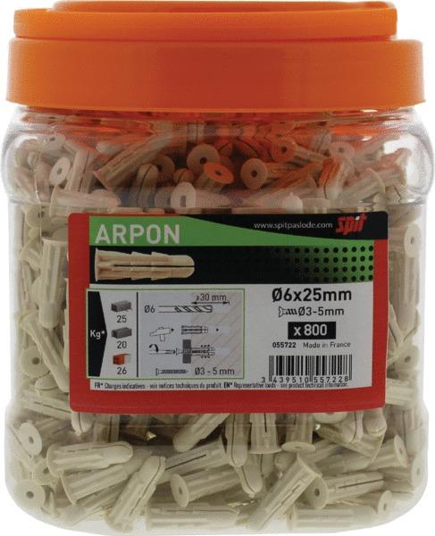 CHEVILLE ARPON 6X25 -BID800-SPIT 055722