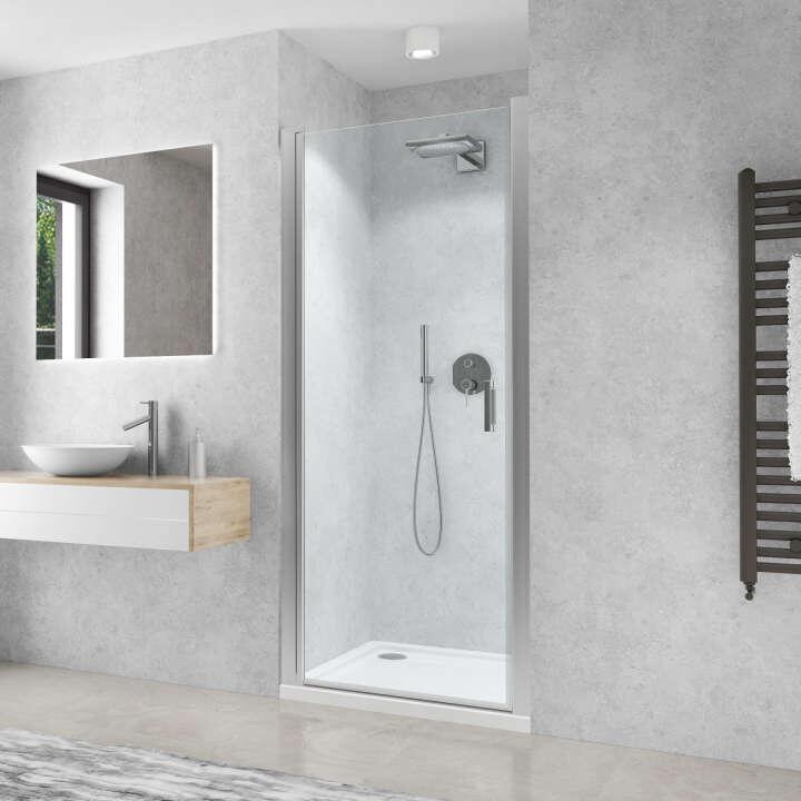 CARIBA - Porte pivotante réversible avec relevage à l'ouverture  - Hauteur : 200 cm - Ep. du verre : 6 mm
