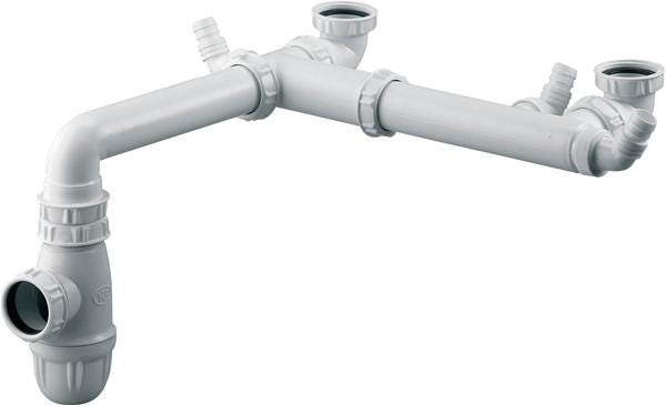 VIDAGE - Plastique - Tubulure gain espace évier 2 cuves décalées