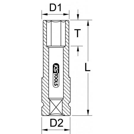 DOUILLE CHOCS 1/2 REVET.ABS 19MM KS 515.2019 KS TOOLS