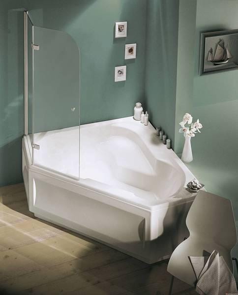 BAIGNOIRE BAIN-DOUCHE - Baignoire d'angle en acrylique avec pieds réglables
