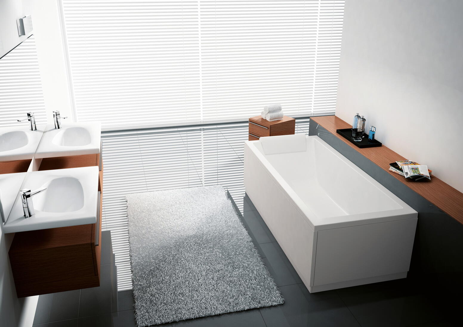 CALOS - Baignoire bain-douche rectangulaire à encastrer avec pieds