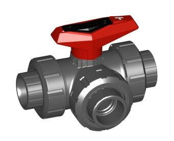 VANNE A BILLE - Type 543 en T - à 3 voies - avec emboîture pour collage métrique