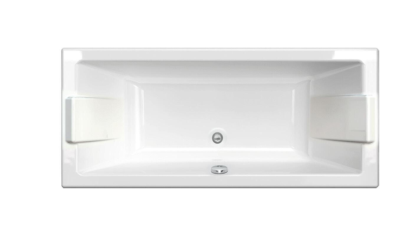 PREFIXE - Baignoire rectangulaire en toplax à vidage central excentré pour une utilisation en duo