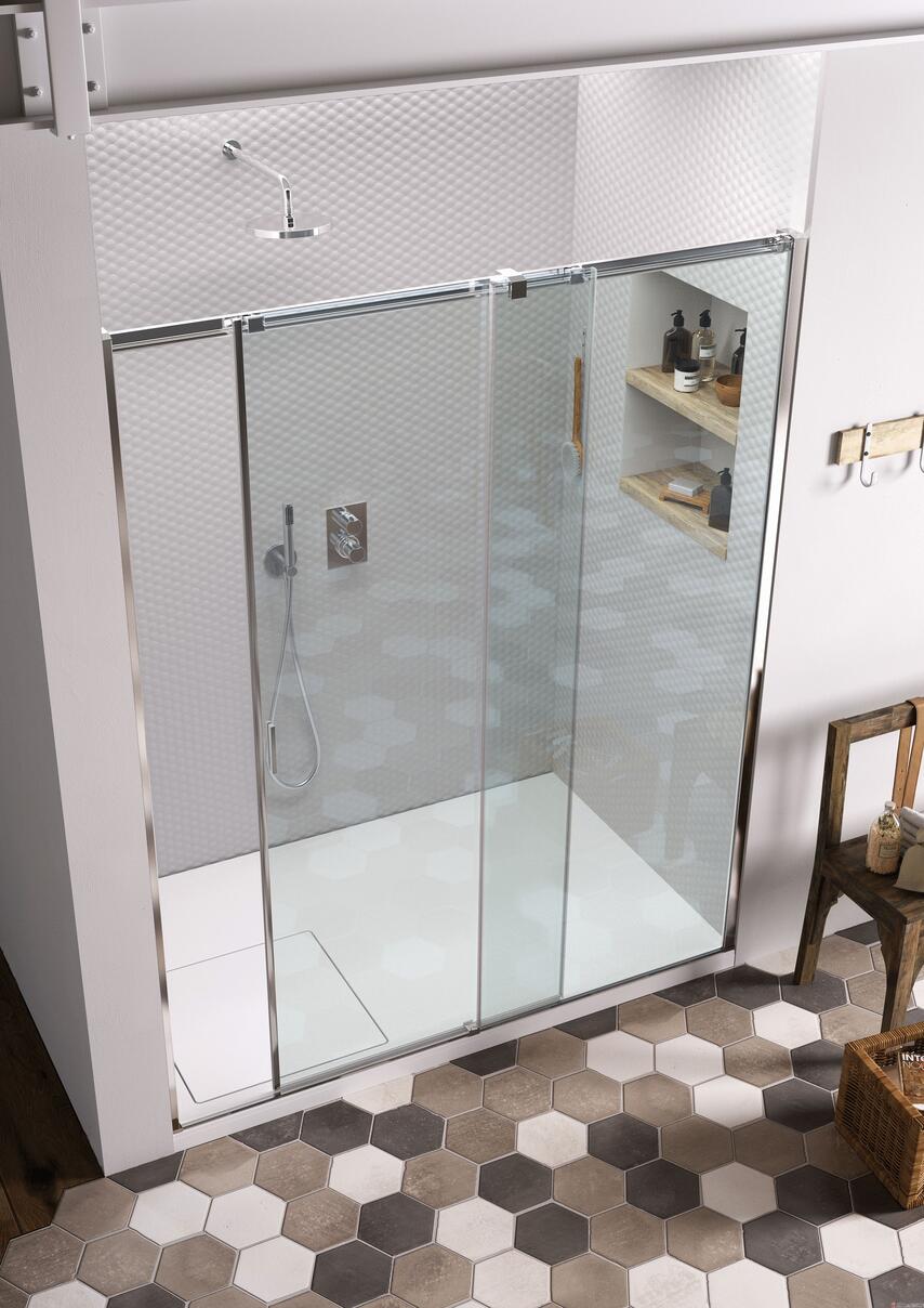 GLISS - DN - Porte coulissante déclipsable pour receveur en niche - Hauteur : 200 cm Epaisseur du verre : 8 mm