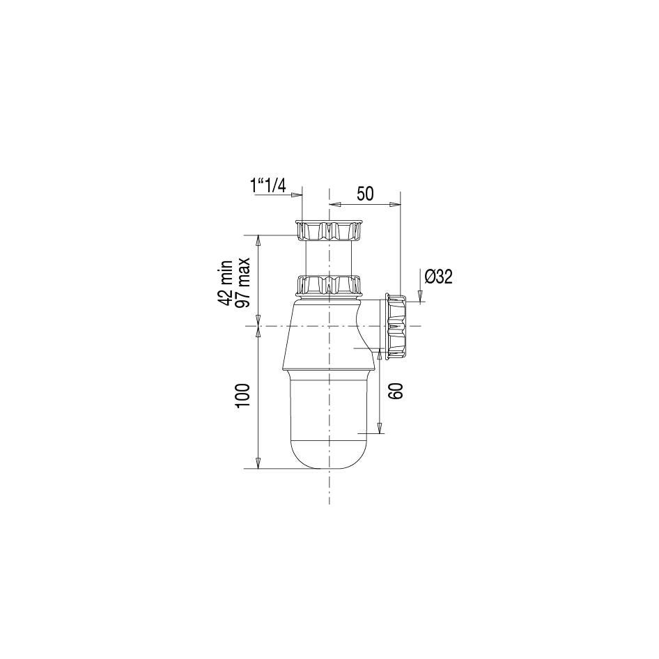 SIPHON LAV 1 1/4         ABS NOIR 60700000500 VALENTIN  [60700000500] 