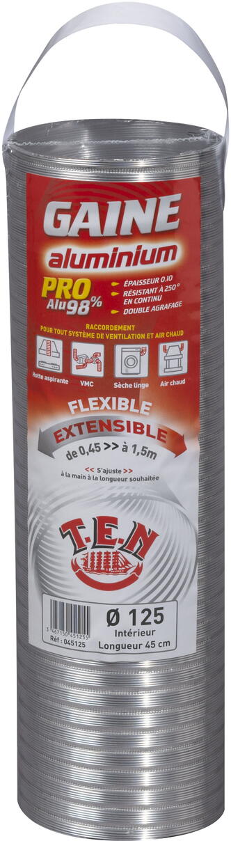 CONDUIT CIRCULAIRE FLEXIBLE - Gaine souple accordéon - Aluminium