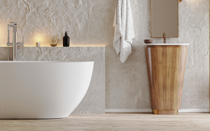 Baignoire dans salle de bains moderne