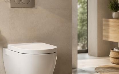 cuvette WC suspendue blanche dans salle de bain moderne