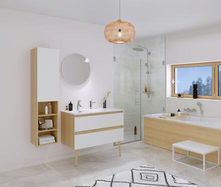 accessoires meubles salle de bains nature