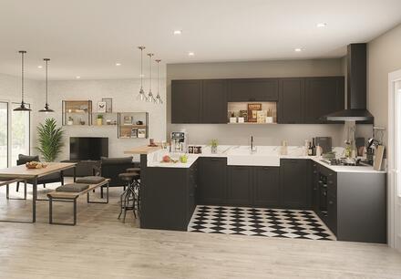 Sol associant parquet et carrelage