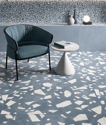 Carrelage salle de bains effet terrazzo