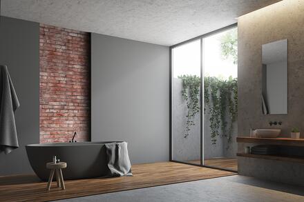 Meuble en bois dans la salle de bains