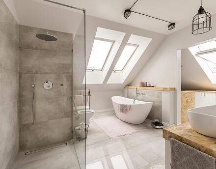 aménager une salle de bains sous pente