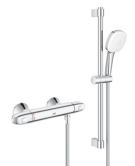 GROHTHERM 1000 + ENSEMBLE TEMPESTA 2 JETS - Ensemble de douche thermostatique mural