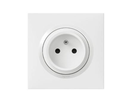 PRISE DE COURANT EASYRENO 2P+T 16A FAIBLE PROFONDEUR DOOXIE ONE - Livrée avec plaque carrée blanche et griffes