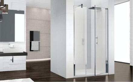 YOUNG G+F EN ALIGNEMENT - Porte pivotante + paroi fixe en alignement réversible - Hauteur 190 cm - Ep. du verre 6 mm