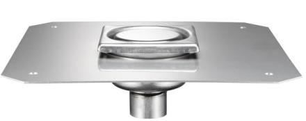 SIPHINOX® AVEC REPRISE D'ETANCHEITE - Siphon inox 100x100 à sortie 40