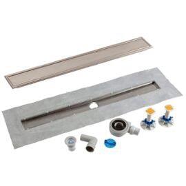 FLOOR LINE - Caniveau de sol à maçonner pour douche à l'italienne à insérer dans la chape - Pack complet comprenant : bonde, cadre et grille inox Caro