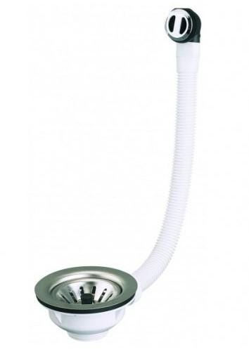 BONDE - A panier - Inox-Plastique ø 114 mm - Pour évier de synthèse perçage ø 90 mm