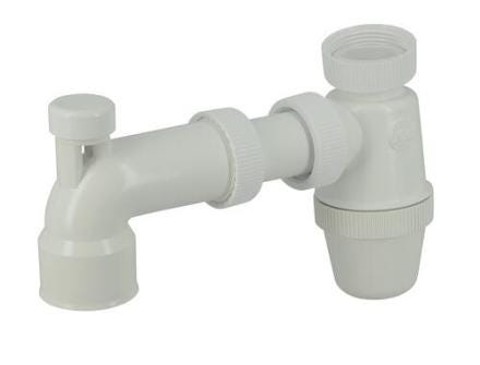 SIPHON DE LAVABO EN PVC C - Sortie coudée réglable avec siphon (avec joints)