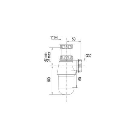 SIPHON LAV 1 1/4         ABS NOIR 60700000500 VALENTIN  [60700000500]