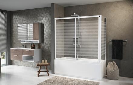 AURORA 2PV4 - Paroi de baignoire réversible 1 porte coulissante et 1 fixe en alignement