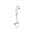 EXECUTIVE - Colonne de douche avec mitigeur thermostatique, douche de tête ø 192 mm laiton anticalcaire, tube recoupable, douchette executive, flexible laiton 1 m 50, curseur réglable en hauteur