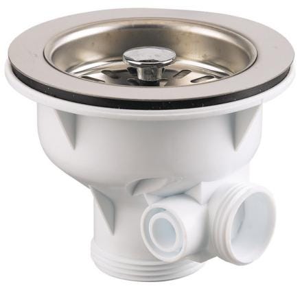 BONDE - Panier inox-plastique ø114 mm Pour évier inox,synthèse et grès Ø90