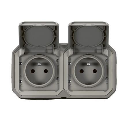 PRISE DE COURANT 2P+T ETANCHE PLEXO 16A 250V IP55 - IK08 livrée complète pour fixation saillie