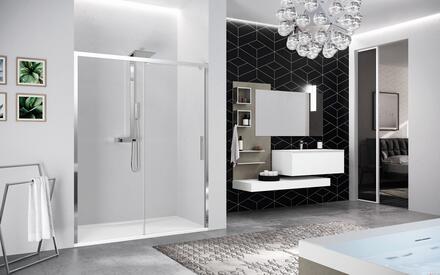 KUADRA - Paroi de douche 1 porte coulissante avec 1 fixe en alignement
