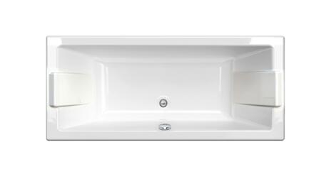 PREFIXE - Baignoire rectangulaire en toplax à vidage central excentré pour une utilisation en duo
