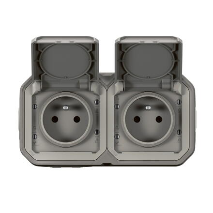 PRISE DE COURANT 2P+T ETANCHE PLEXO 16A 250V IP55 - IK08 livrée complète pour fixation saillie