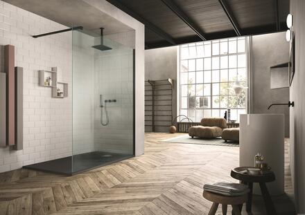 SERIE SK-WALK-IN - Paroi fixe avec barre de renfort