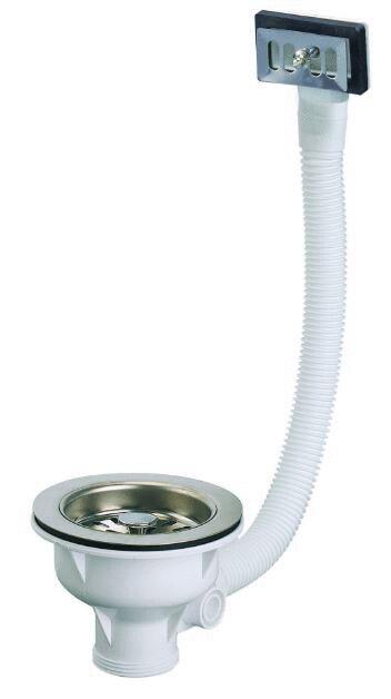 BONDE - A panier - Inox-Plastique ø 114 mm - Pour évier de synthèse perçage ø 90 mm