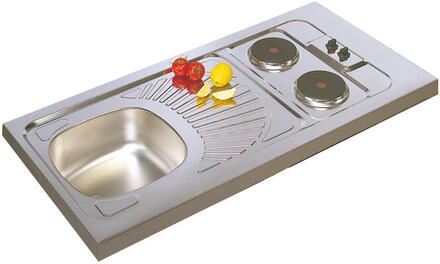EVIER A POSER REVERSIBLE POUR CUISINETTE - Avec plaque électrique - Inox